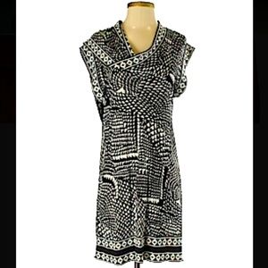 BCBGMAXAZRIA Asymetrical Cowl Neck Cocktail Dress